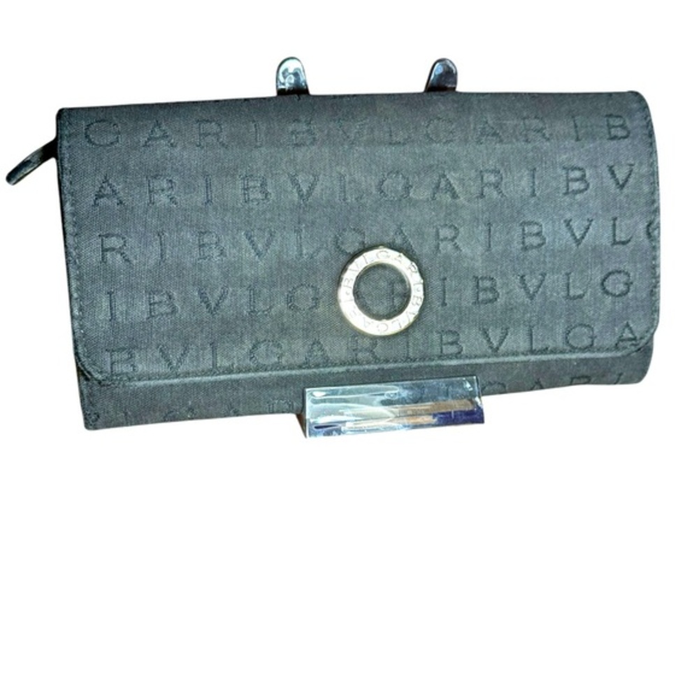 Bvlgari Black Canvas Long Wallet Authentic